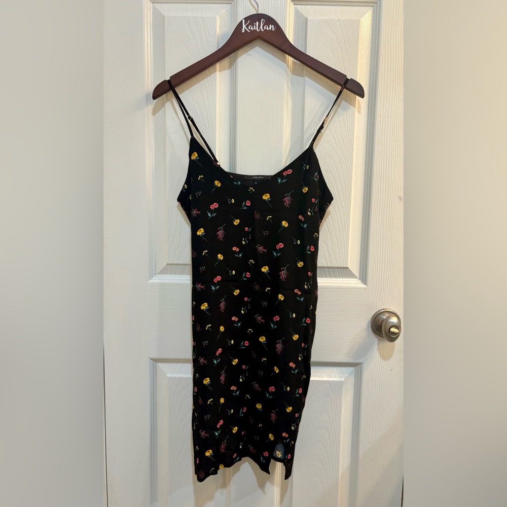 Forever 21 Black Dress with Colorful Floral Pattern